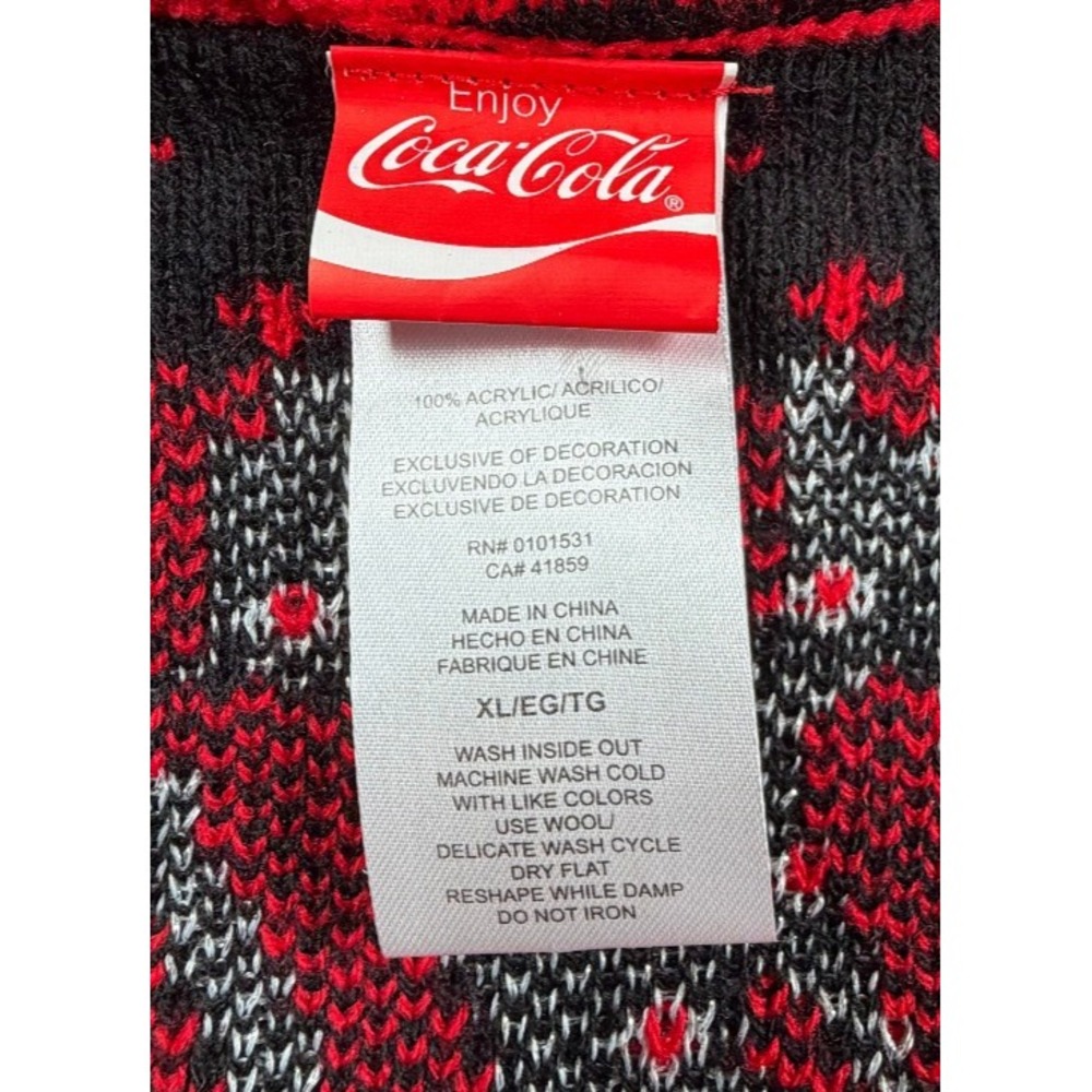 Coca Cola Womens XL Cardigan Sweater Polar Bears Coke Bottles Christmas Pom Pom - Picture 3 of 7